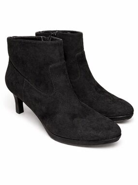 Rockport Black Suede Ankle Booties Women’s 9 Heeled Zip Classic Chic
